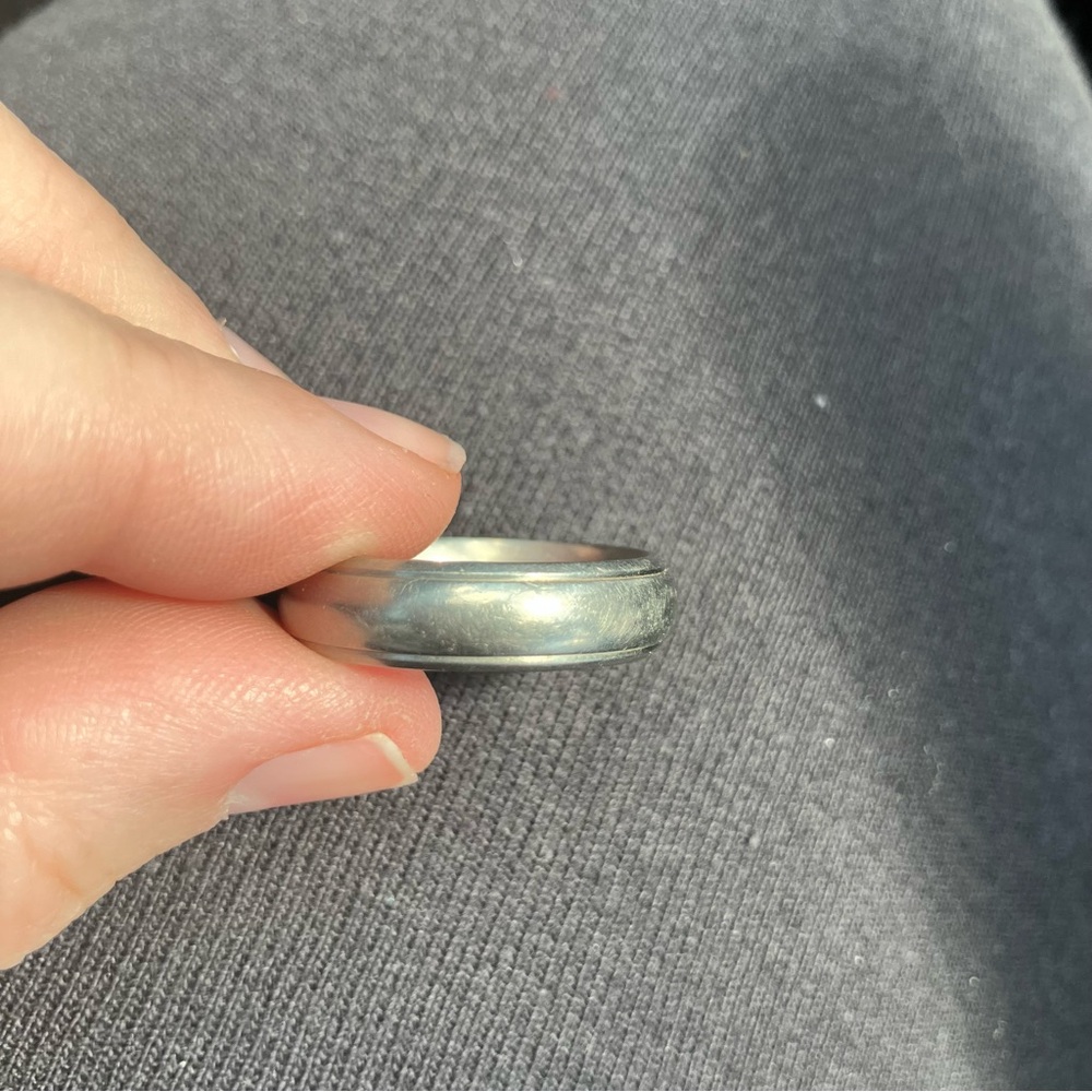 Silver Titanium Wedding Band Ring Size 10